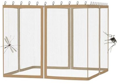 4 Pareti Laterali Zanzariere per Gazebo 3x3, Gazebo Zanzariera e Tenda Anti sole, zanzariera da esterno giardino con cerniera e ganci, Anti Vespe Insetti per Patio Terrazza (White, 305x305x220 cm)