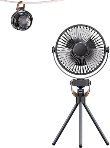 Werwing Ventilador portátil de camping con trípode, 20.000 mAh, ventilador de techo recargable por USB y luz, ventilador colgante de 4 velocidades al aire libre para campamento/senderismo, color