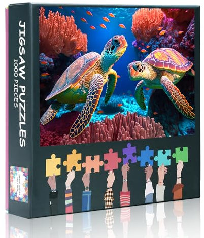 Challenging Jigsaw Puzzles UK - Sea Turtle in Coral Reef Underwater Scene, 50x70cm Premium Quality Puzzle for Family Game Night & Ocean Lovers