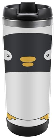 Qjjinxior Thermobecher aus Edelstahl, 380 ml, niedlicher Pinguin-Reisebecher mit auslaufsicherem Deckel, rutschfester Boden