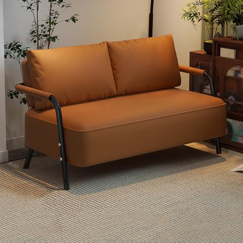 Dexinhdh Loveseat-Sofa, Couch Aus Kunstleder, Moderne Tiefe Sitzfläche, 50 cm Sitztiefe, Wasserdicht, Mid-Century Modern Decor Loveseat-Sofas Für Wohnzimmer, Büro, Schlafzimmer(Brown,145cm)