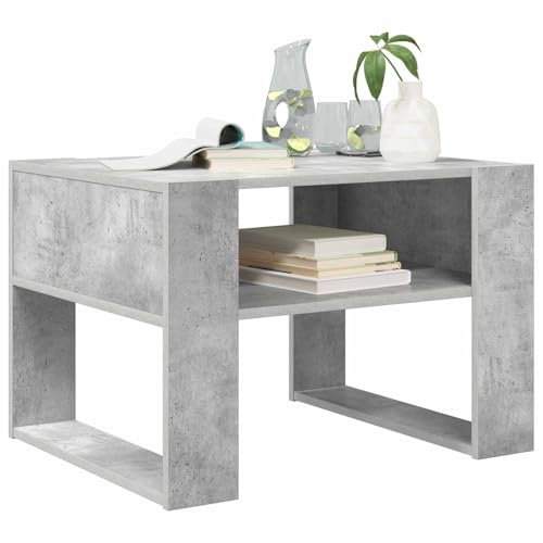 vidaXL Couchtisch Beton Grau 66 x 53 x 45 cm Holzwerkstoff, Couchtisch für das Wohnzimmer, rechteckiges Design, stilvoller Mittelpunkt, haltbarer Holzwerkstoff, praktischer Stauraum