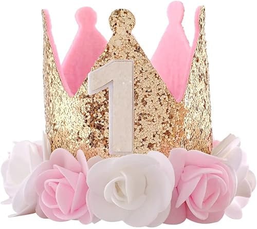 Festival Birthday Party Lace Letter Flower Crown Headband DIY Rose Gift Children Girls Hair Accessories (Pink and White Flower 1)