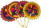 13” Hand Fans by Jacq & Jürgen 4 Pack Handmade Wicker Floral 100% Palm Hand Fan & Reed Handle – Multicolor