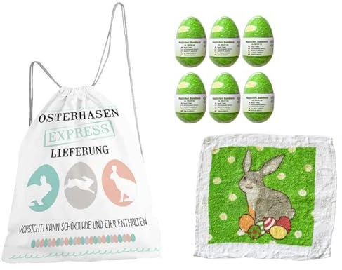 itsisa Ostertüte Osterhasen Express & Magisches Handtuch Ostergeschenk, 6er Set - Kindergeschenk, Osternest