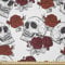 ABAKUHAUS Halloween Stoff als Meterware, Roses Gothic Schädel, Microfaser Stoff für Dekoratives Basteln, 1M (230x100cm), Grau