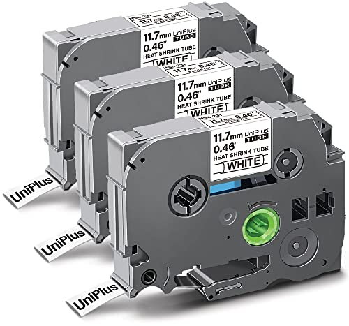 UniPlus 3x Kompatibel Schrumpfschlauch Ersatz für Brother Hse-231 Hse231 Etikettenband für Brother PT H500 E300VP E500 E550WVP P750WVP P700 E30011, 11.7mm x 1.5m, Schwarz auf Weiß
