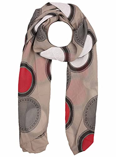 Zwillingsherz Seiden-Tuch im Punkt Design - Hochwertiger Schal für Damen Mädchen - Halstuch - Umschlagstuch - Loop - weicher Schlauchschal für Frühjahr Sommer Herbst und Winter - taupe