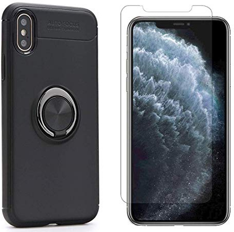 cofi1453 360 Grad Magnetisch Ring Handy Hülle Case Bumper + 9H Schutzfolie Schutzglas Echt Glas kompatibel mit Huawei P30