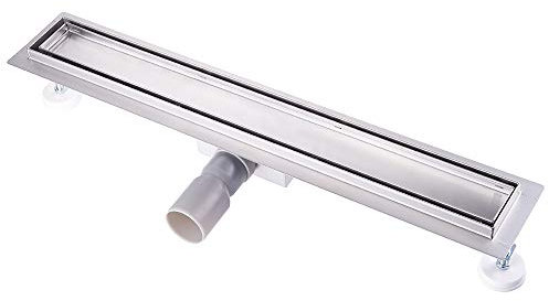 Caniveau de Douche en Acier Inox Italienne Siphon Sol d'évacuation à Carreler pour Salle de Bain-90cm