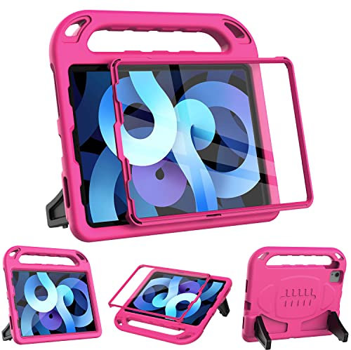 Surom Kids Case with Built-in Screen Protector for iPad Air 5th Generation 2022/iPad Air 4th Gen 2020, 10.9 iPad Air 5/4 Shockproof Handle Stand Case for iPad Air 5th/4th Gen 10.9/Pro 11, Rose Pink