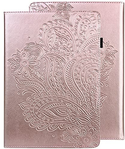 GLANDOTU Case for Samsung Galaxy Tab S2 9.7 inch SM-T810/T815, PU Leather Case lightweight Folio Flip Tablet Embossed Leather Cover Cases with fold Stand Protective Shell -Rose gold