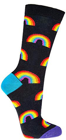 Damen Jungen Mädchen Socken (2 Paar) witzig bunt 36-41 Regenbogen