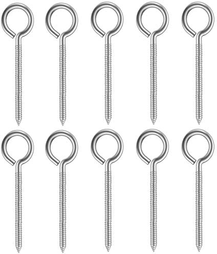 Drenky 10 pezzi M8 x 115 Vite Occhielli Ganci avvitabili Acciaio inossidabile 304 Gancio a Vite Golfari Con filo di legno vite ad anello autofilettante Può essere usato all'interno o all'aperto
