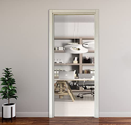 Kit telaio legno piatto di passaggio completo di mostrine per porte a soffietto Rovere Grigio Misura Esterno Telaio 97x213