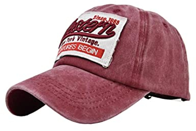 XibeiTrade Retro NY Baumwolle Baseball Cap New York Damen Herren Sport Outdoor Street Sun Caps, weinrot, M