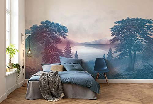 Komar Vlies Fototapete - Forestland - Größe: 400 x 250 cm (Breite x Höhe) - Tapete, Design, Wohnzimmer, Wanddekoration, Schlafzimmer, See, Landschaft, Natur - LJX8-061