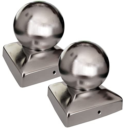 2 x Pfostenkappe Pyramide mit Kugel Edelstahl poliert für 100er Pfosten Pyramidenform Abdeckkappe Pfostenabdeckung von SO-TOOLs®