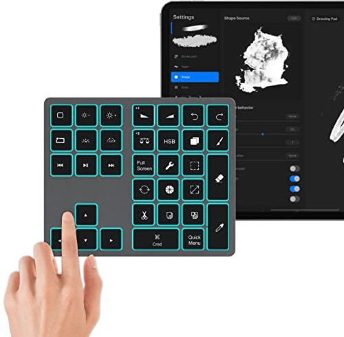 Doohoeek Tastiera Bluetooth retroilluminata per iPad Procreate, tastiera ricaricabile per Procreate e scorciatoie per iPad e tablet grafici, grigio