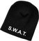 Schnoschi Schwarze Strickmütze (Beanie Mütze) mit SWAT Bestickt für Herren, Damen, Jugendliche und Kinder