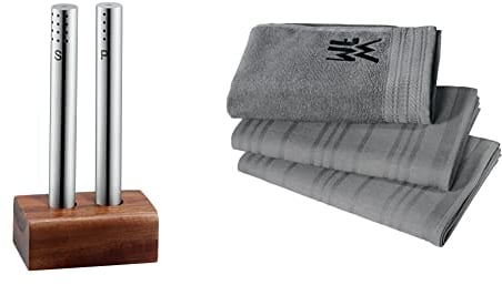 WMF Salz- und Pfefferstreuer Set 3-teilig, Salzsteuer klein, Pfefferstreuer & Küchenhandtuch-Set 3-teilig, Baumwolle Küchentücher, 2 Geschirrtücher, Handtuch, Geschirrhandtuch