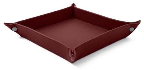 Eglooh - Iris - Taschenleerer aus echtem Leder Bordeaux Rot - Schreibtisch-Organizer mit modernem Design - Ablagefach für Schlüssel, Münzen, Schmuck - cm 18 x 18 - Made in Italy