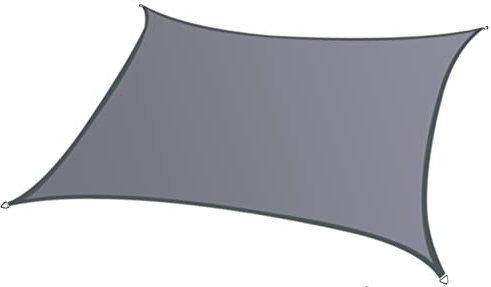 Sun Shade Sail Awning Rectangular Waterproof Garden Sun Sail Outdoor Patio Party Sunscreen Awning Canopy 98% UV Block With Rope (1m x 2m, Grey)