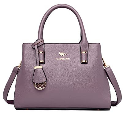 NICOLE & DORIS Mode Handtaschen Damen Elegant Henkeltasche PU Leder Satchel Handtasche Mittelgroß Tote Tasche Frauen Schultertaschen Umhängetasche für Büro Shopper Alltags Lila