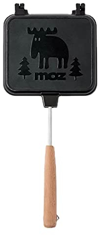 Double Sided Sandwich Pan - Double Sided Portable Removable Grilled Cheese Maker - Camping Sandwich Maker Toaster with Wooden Handle for Omelets and Grilled
