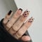 Agasar 24pcs Short Square False Nails French Tip Stick on Nails Black Heart Press on Nails Removable Glue-on Nails Fake Nails Women Girls Nail Art Accessories, Variety Pack