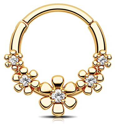 CM Crareesi Mania Blume Septum Piercing Schmuck 316L Chirurgenstahl Daith Piercing Schmuck für Frauen 16G Kleine Septum Ringe Helix Knorpel Daith Ohrringe