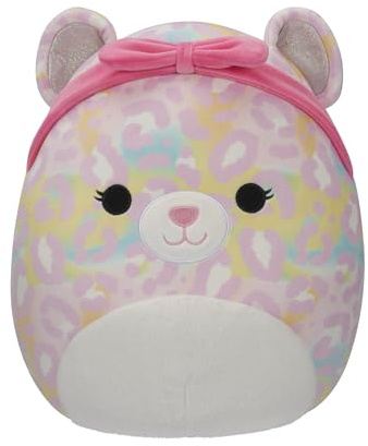 Squishmallows Original Michaela Rainbow Leopard mit rosa Bandana – Offizieller Jazwares Plüsch, 30,5 cm, SQCR05543