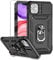 Teayoha Case for iPhone 11, with Screen Protectors and Camera Cover, Military Grade Shockproof Cover with Magnetic Rotatable Ring Kickstand Protective Case for iPhone 11 6.1-Inch,Black