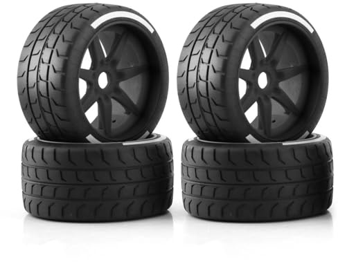 1/7 Scale RC Tires and Plastic Wheels Set, 17mm Hex Wheel Upgrade Parts for 1:7 ARRMA Felony FSR RC Model Car Truck (Black)
