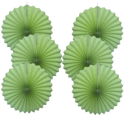 Green Hanging Paper Fans,Green Accessories Paper Decorations for Party,Army Birthday Party Decorations,Lime Green Decor 16in Hanging Paper Fans 30 Color DIY Set （Light Green）)