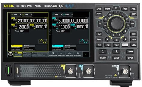 RIGOL Generador de Funciones, DG902 Pro Generador de Señales,70 MHz,2 Canales,Resolución de 16 bits,Pantalla táctil HD de 7 pulgadas,Compatible con alimentación mediante power bank