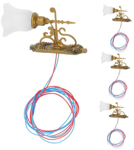 SAFIGLE 4stücke Miniatur Wandlampen Modelle Für Puppenhaus Dekoration Goldene Wandmontage Warmweißes Licht Geeignet Für Mini Landschaften Und Dioramen