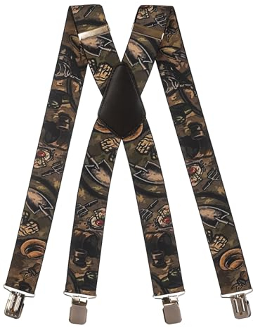 Olata Hosenträger extra starken mit 4 Clips X-Form, Gedruckt Design - 4cm. Gartenarbeit A