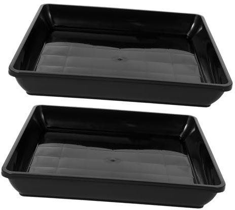 2Pcs Heavy Duty Square Plant Saucers Black Plastic Drip Trays for Flower Pots Ideal for Indoor and Outdoor Use