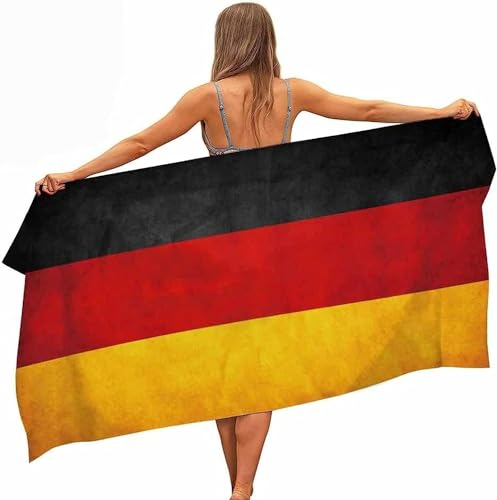 Strandtuch Deutschland-Flagge, 3D Handtuch Deutschland-Flagge Badetücher, Absorbierendem Strandtuch Mikrofaser Weich Badetuch Groß für Camping Fitnessstudio Reise Strandhandtuch 100x200 cm s5705