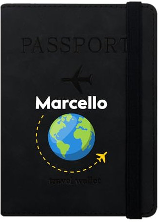Porta Passaporto Personalizzabile con nome Nero vari modelli disponibili - in Pelle PU con Protezione RFID