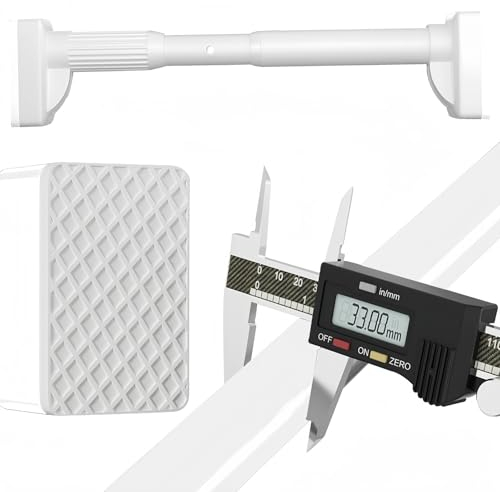 Teleskopstange 40-500m, Gardinenstange Ohne Bohren, Vorhangstange zum Klemmen, Ø33mm Edelstahl Duschvorhangstange, Klemmstange Ausziehbar, für Badezimmer und Kleiderschrank(Weiß,410-500cm/162-196in)