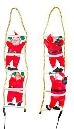 Avilia Weihnachtsdekoration 2 roter Weihnachtsmann auf LED-Lichtleiter 20 x 106 cm - Ideal für die Dekoration sowohl im Innen- als auch im Außenbereich - Hergestellt aus strapazierfähigem Kunststoff,