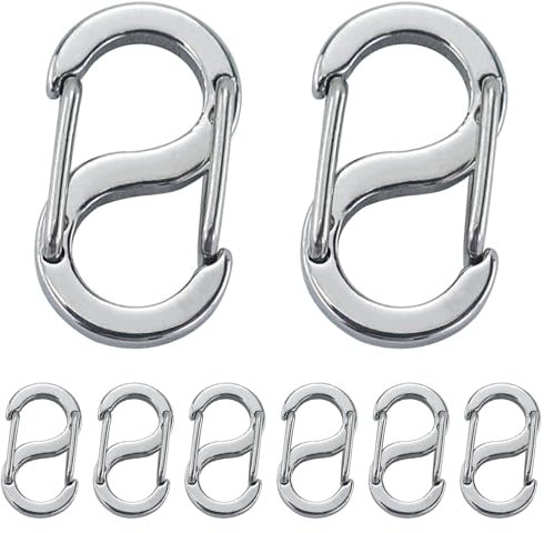 8 pezzi chiusure a doppia apertura, chiusure per braccialetti, ganci per collane, chiusura a S, in acciaio inox, per creazione di gioielli, progetti fai da te, riparazione di accessori