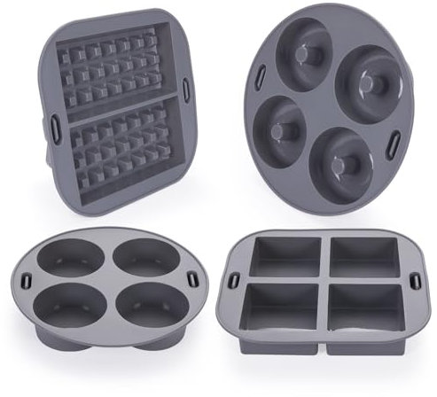 EM 4-pc Silicone Air Fryer Liners Baking Set for Cake, Donut, Waffle, and Brownie - Reusable Silicone Baking Molds for 3-5 Qt Airfryers - Easy to Clean Air Fryer Baking Accessories for Home Bakers