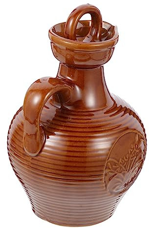 COLLBATH Jarra De Barro Dispensador De Agua De Arcilla Recipiente Para Bebidas Hervidor De Vino Para Restaurante Jarra De Cerveza Jarra Dispensador De Aceite De Cocina Brown Cerámica