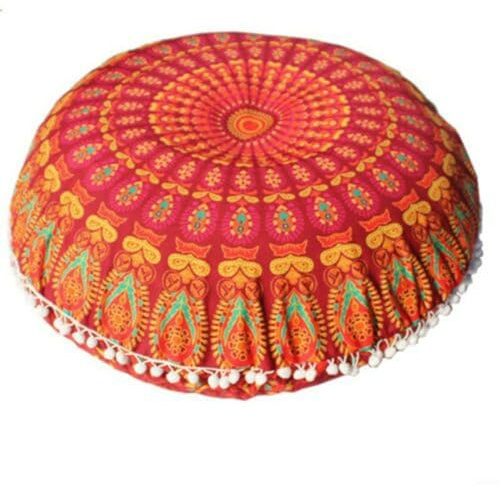 Sandyseptember 43 cm runder Mandala-Bodenkissenbezug, Kissen, Sofa, Sitz, Überwurf, rund, farbenfroh, dekorativer Bohemian-Bezug (Nr. 2)