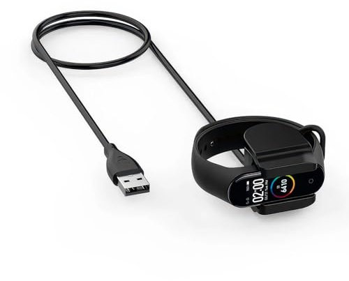 CABLEPELADO - Cable Cargador Compatible con Xiaomi Mi Band 5 – USB con Clip, Carga Rápida y Segura – 30 cm, Negro