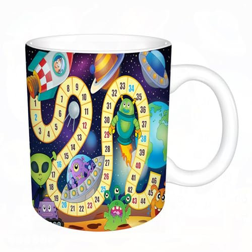 YFHJV Grosse Kaffeetasse - Bürotasse - Tasse Keramik Kaffeetassen Große 11oz - teetasse groß - cappuccino tassen - Brettspiel, Weltraumkreaturen Science Fiction Rakete Kosmonaut