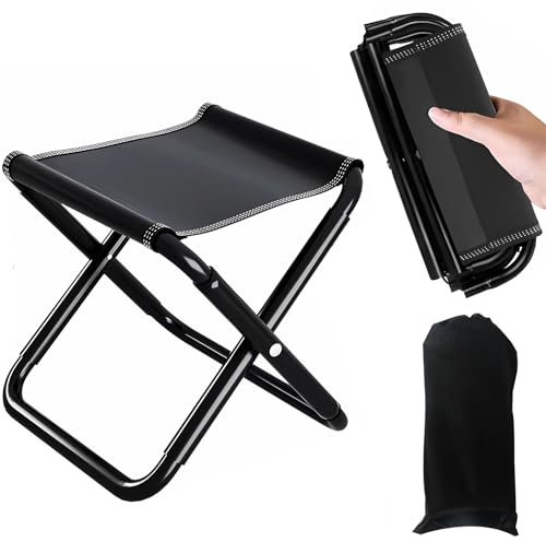 LANZLC Tabouret de camping pliable, portable, mini repose-pieds de jardin, avec sac de rangement, tabouret de camping, repose-pieds d'extérieur, siège léger, pliable, pour voyage, pêche, randonnée